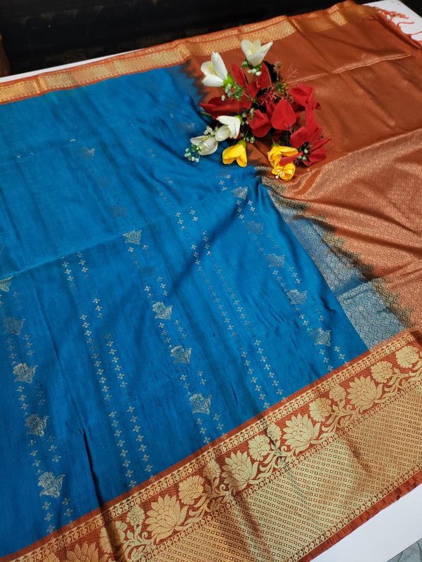 Offer Slub Silk Saree with elegant Zari work for wedding wear
