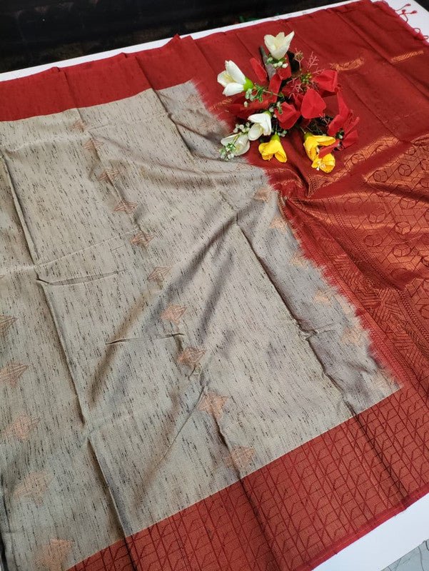 Offer Slub Silk Saree with elegant Zari work for wedding wear