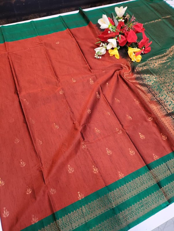 Offer Slub Silk Saree with elegant Zari work for wedding wear
