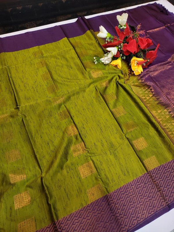 Offer Slub Silk Saree with elegant Zari work for wedding wear