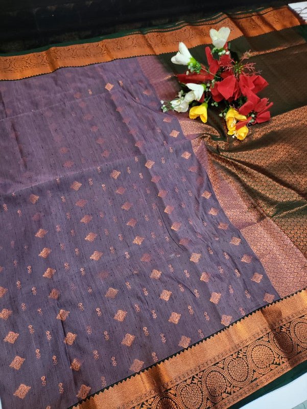 Offer Slub Silk Saree with elegant Zari work for wedding wear
