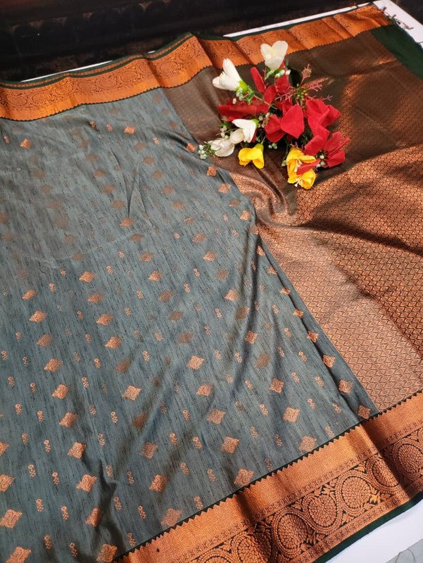 Offer Slub Silk Saree with elegant Zari work for wedding wear