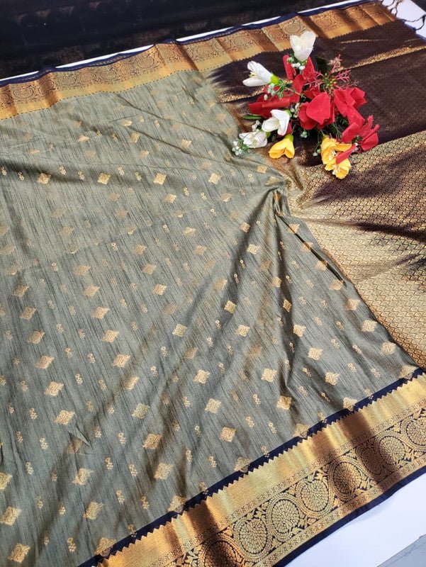 Offer Slub Silk Saree with elegant Zari work for wedding wear