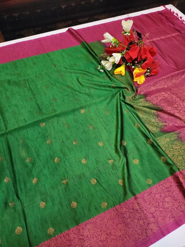 Offer Slub Silk Saree with elegant Zari work for wedding wear