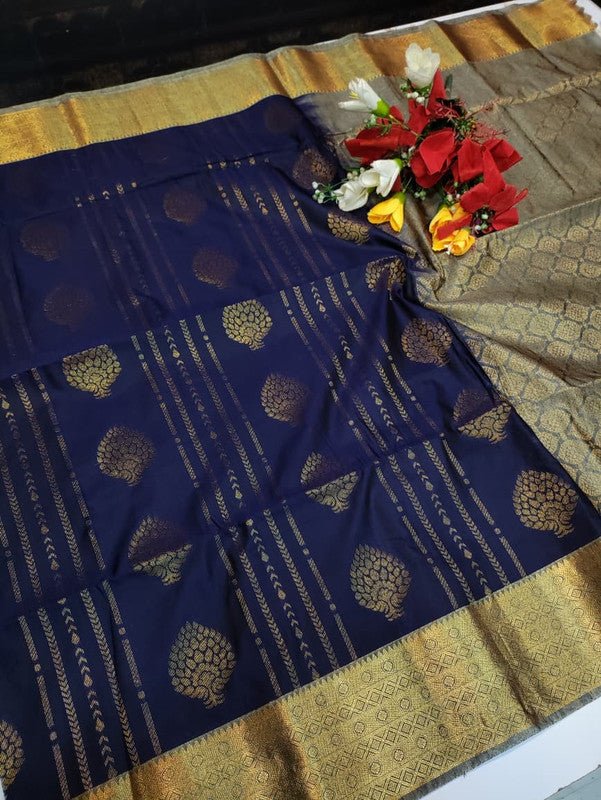 Offer Slub Silk Saree with elegant Zari work for wedding wear