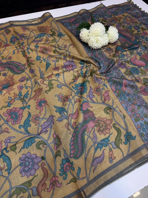 Paper Fancy Saree in Fancy Fabric with Zari Print for Party Wear