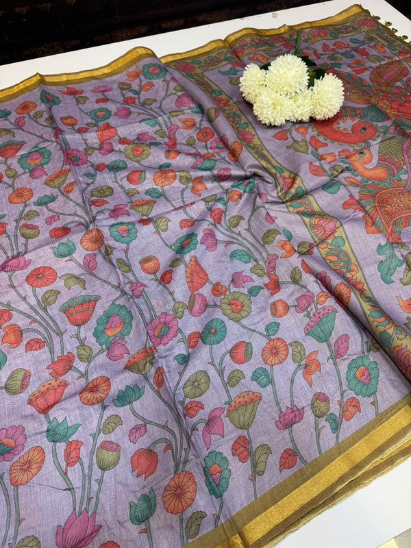 Paper Fancy Saree in Fancy Fabric with Zari Print for Party Wear