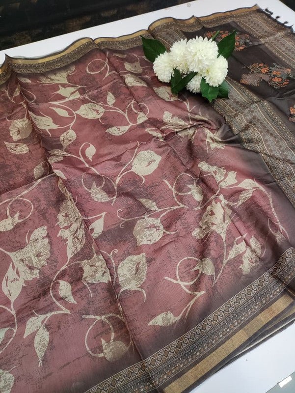 Paper Fancy Saree in Fancy Fabric with Zari Print for Party Wear