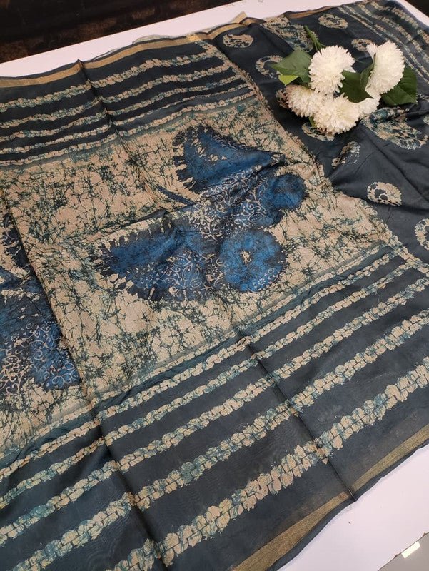 Paper Fancy Saree in Fancy Fabric with Zari Print for Party Wear