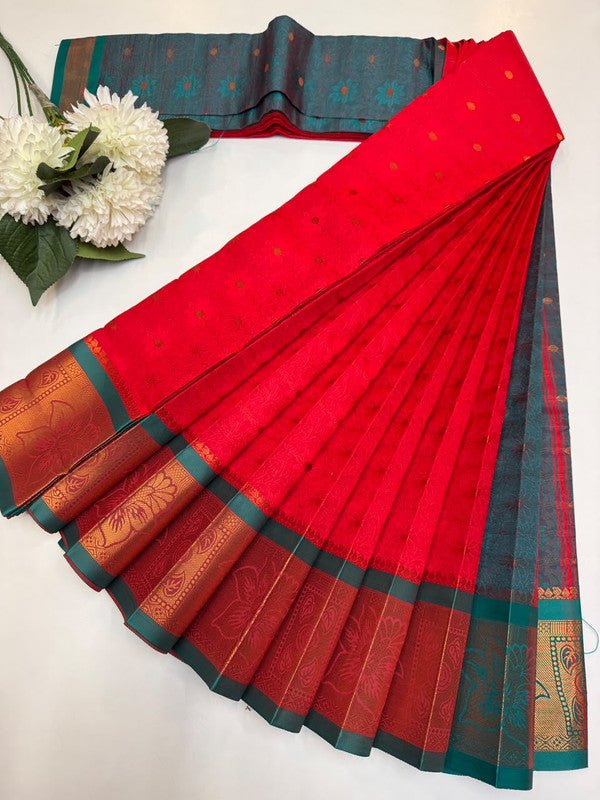 Premium bridal saree in bridal soft silk type fabric with zari work