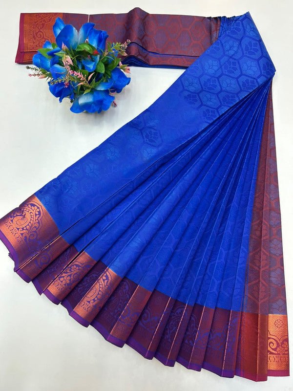 Premium Poontamil Soft Silk Saree with Jacquard Blouse for Festival Wear