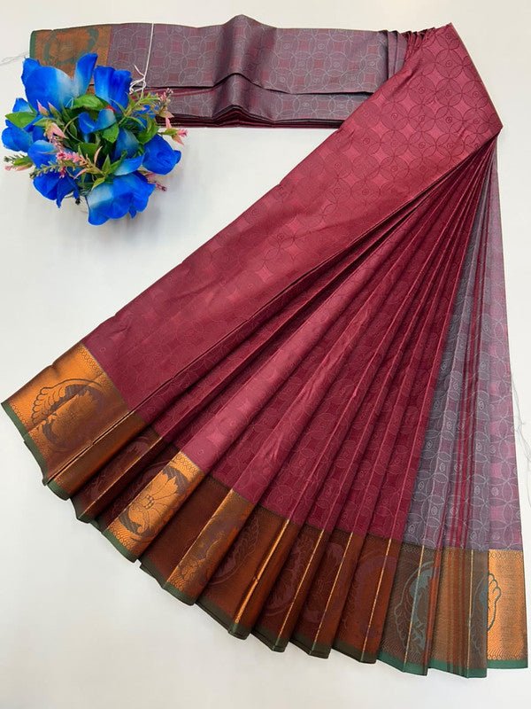 Premium Poontamil Soft Silk Saree with Jacquard Blouse for Festival Wear