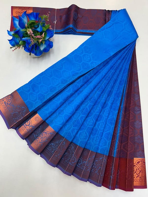 Premium Poontamil Soft Silk Saree with Jacquard Blouse for Festival Wear