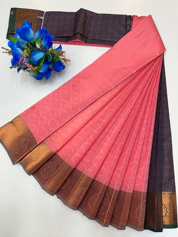 Premium Poontamil Soft Silk Saree with Jacquard Blouse for Festival Wear