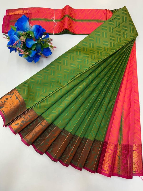 Premium Poontamil Soft Silk Saree with Jacquard Blouse for Festival Wear