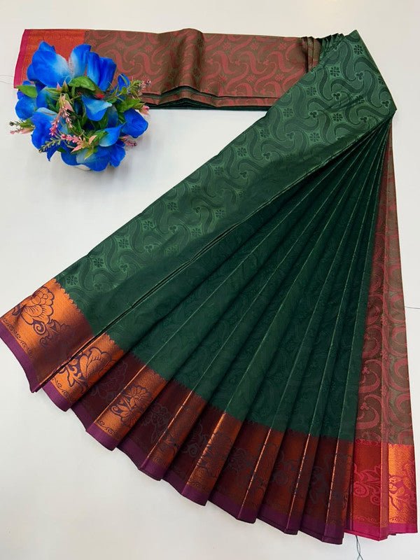 Premium Poontamil Soft Silk Saree with Jacquard Blouse for Festival Wear