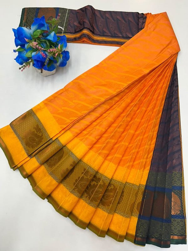 Premium Poontamil Soft Silk Saree with Jacquard Blouse for Festival Wear