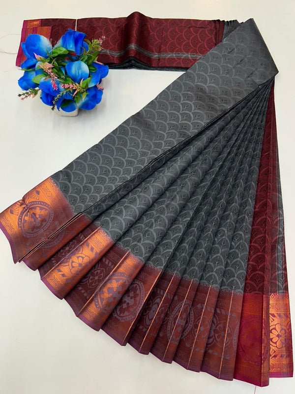 Premium Poontamil Soft Silk Saree with Jacquard Blouse for Festival Wear