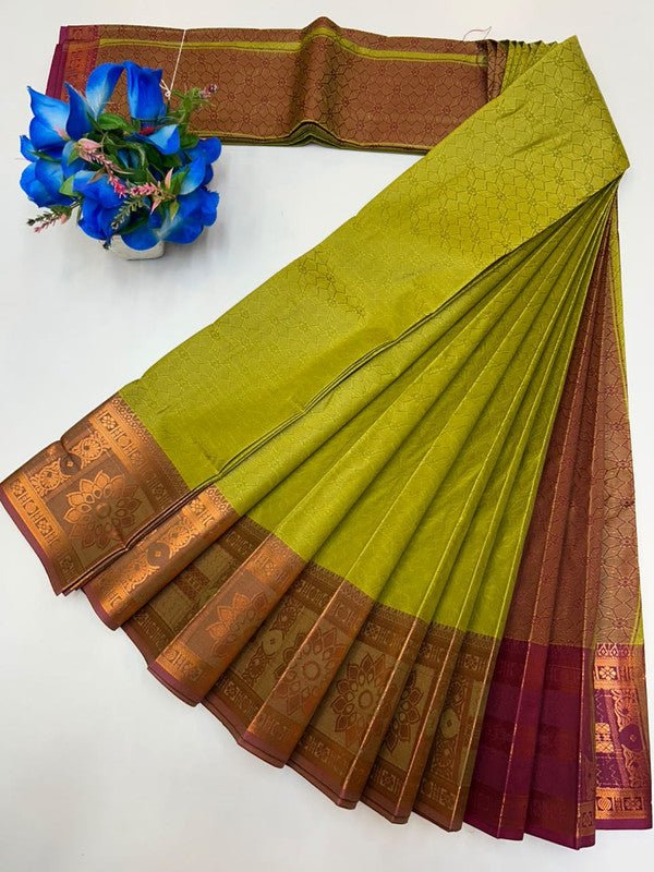 Premium Poontamil Soft Silk Saree with Jacquard Blouse for Festival Wear