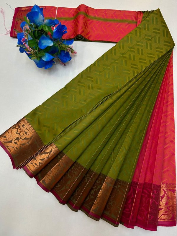 Premium Poontamil Soft Silk Saree with Jacquard Blouse for Festival Wear