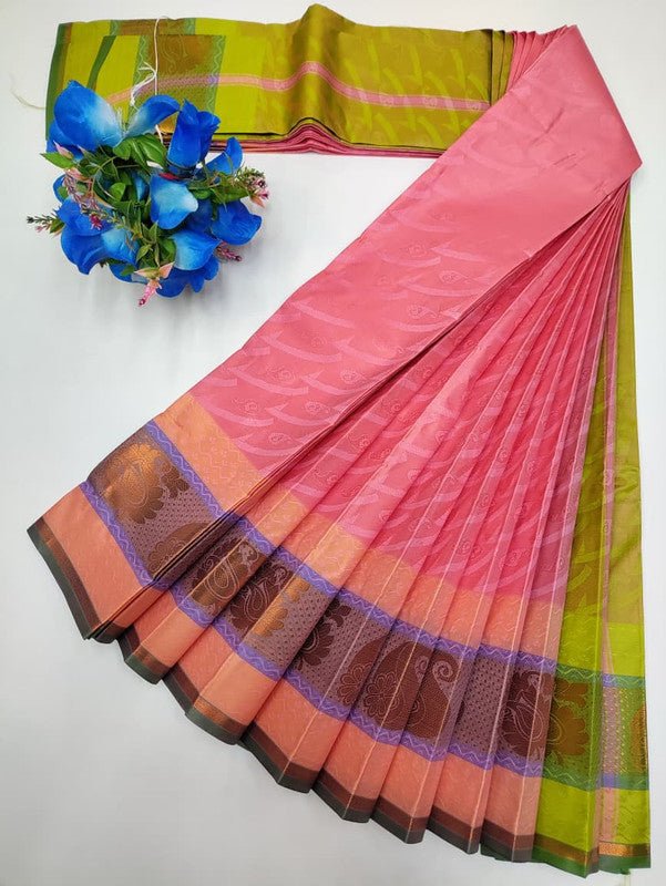 Premium Poontamil Soft Silk Saree with Jacquard Blouse for Festival Wear