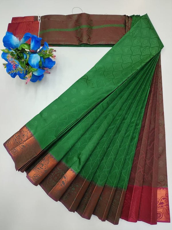Premium Poontamil Soft Silk Saree with Jacquard Blouse for Festival Wear