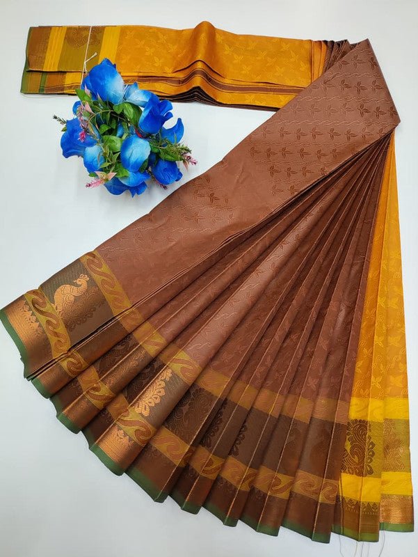 Premium Poontamil Soft Silk Saree with Jacquard Blouse for Festival Wear