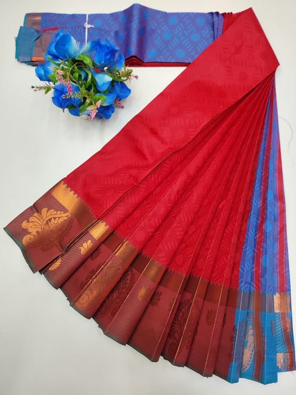 Premium Poontamil Soft Silk Saree with Jacquard Blouse for Festival Wear