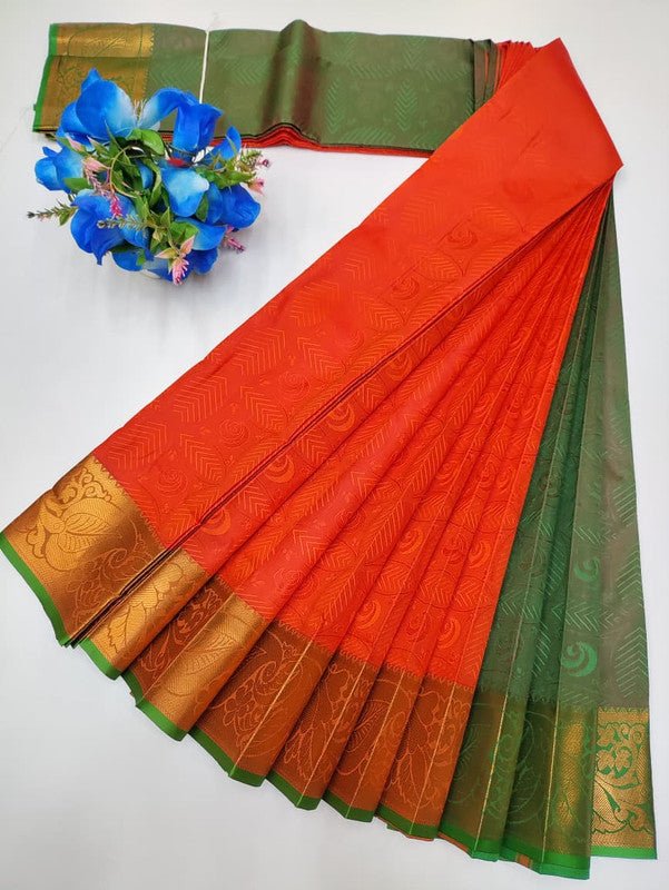 Premium Poontamil Soft Silk Saree with Jacquard Blouse for Festival Wear