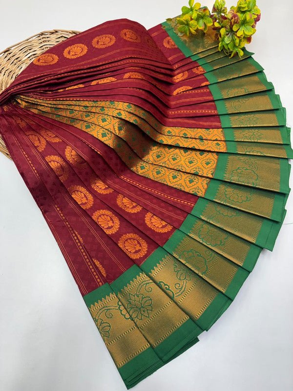 Premium Radhai Soft Silk Saree with elegant Zari work for wedding wear