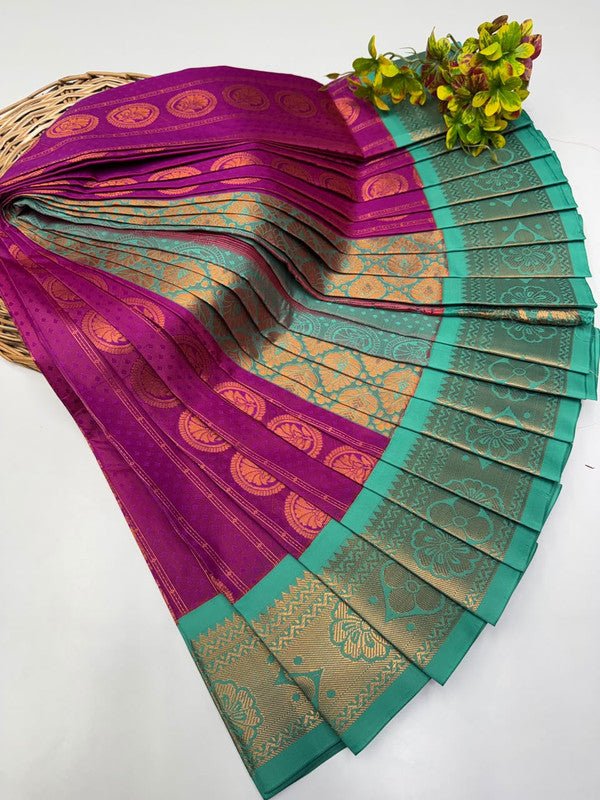 Premium Radhai Soft Silk Saree with elegant Zari work for wedding wear