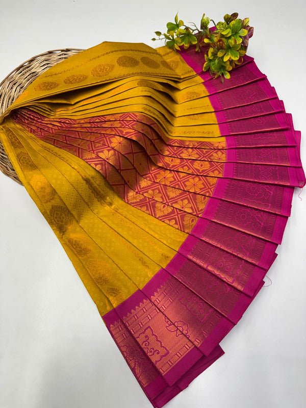 Premium Radhai Soft Silk Saree with elegant Zari work for wedding wear