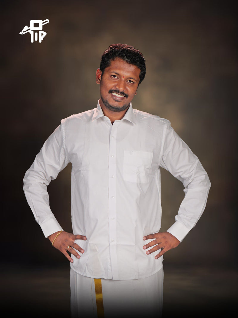 Premium White Cotton Heritage Shirt for men wedding wear