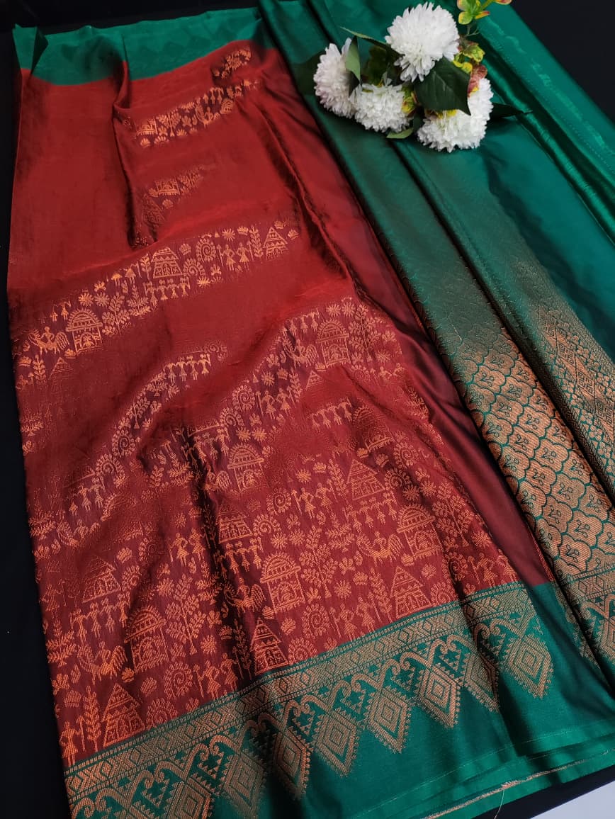Shop the Pugazhini Soft Silk Saree with elegant zari work