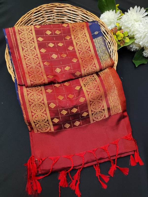 Ramaniyam Luxury Soft Silk Zari Saree for wedding wear with contrast blouse