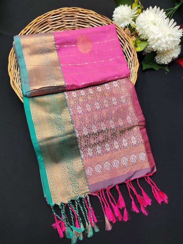 Ramaniyam Luxury Soft Silk Zari Saree for wedding wear with contrast blouse