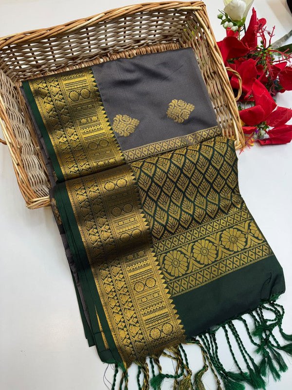 Ramaniyam Luxury Soft Silk Zari Saree for wedding wear with contrast blouse