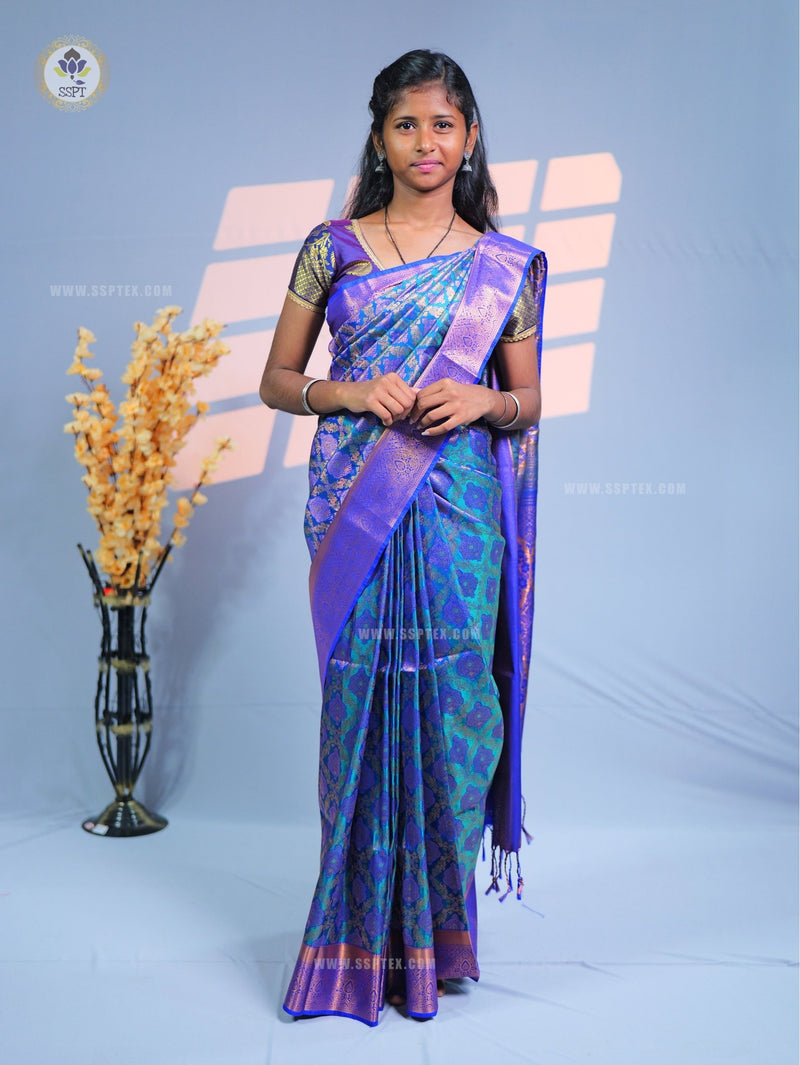 Rapier Mayil Soft Silk Saree in Mayil Blue with elegant zari work for weddings