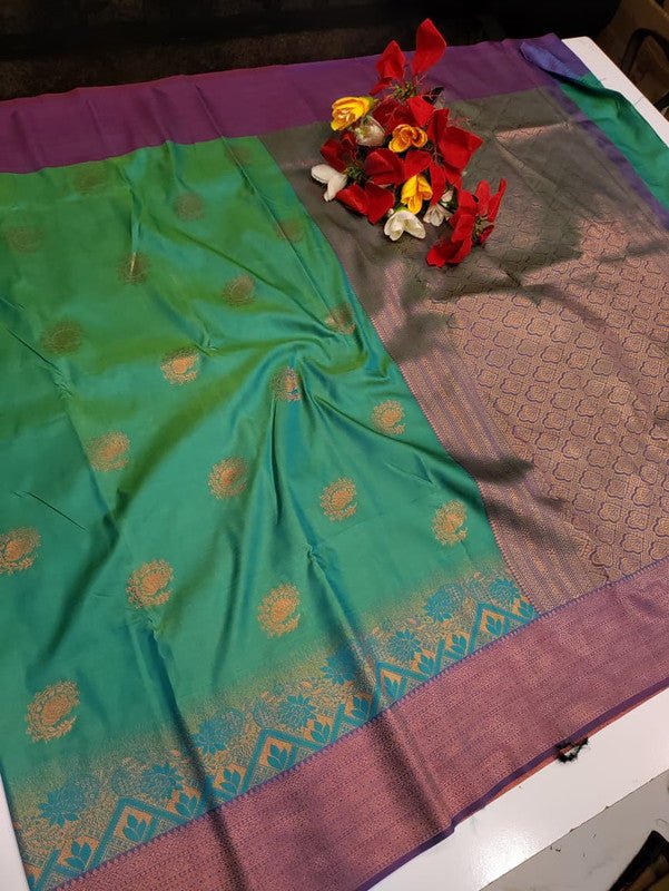 Rudra Soft Silk saree for women featuring elegant soft silk fabric with graceful traditional design suitable for weddings receptions and festive occasions, Full View