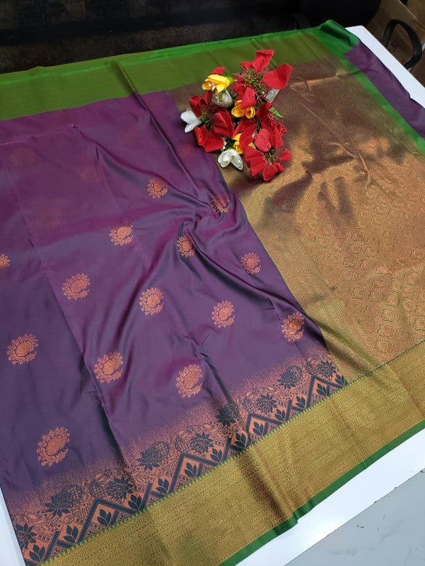 Rudra Soft Silk saree for women featuring elegant soft silk fabric with graceful traditional design suitable for weddings receptions and festive occasions, Full View