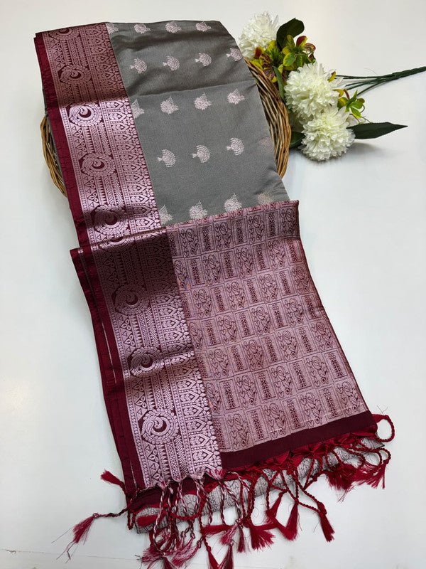 Semi Pure Art Silk Saree with elegant zari work for wedding wear
