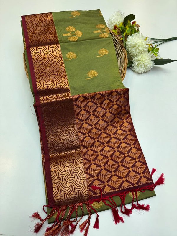 Semi Pure Art Silk Saree with elegant zari work for wedding wear