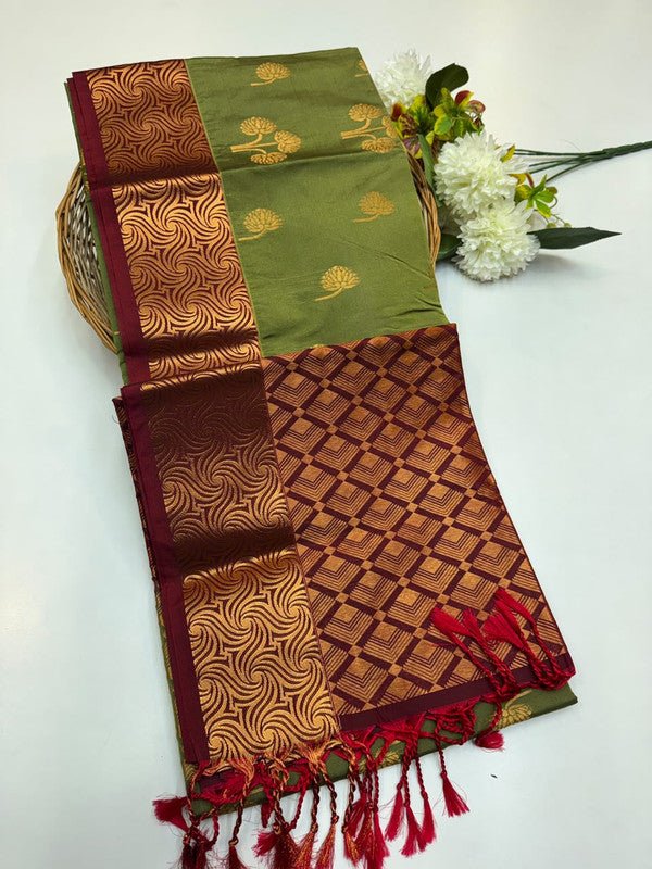 Semi Pure Art Silk Saree with elegant zari work for wedding wear