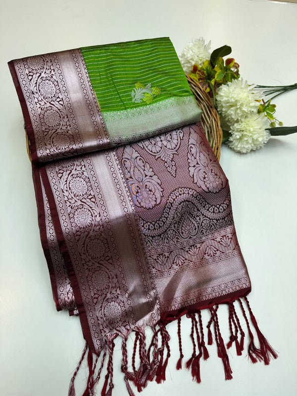 Semi Pure Art Silk Saree with elegant zari work for wedding wear