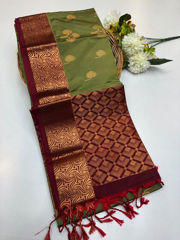 Semi Pure Art Silk Saree with elegant zari work for wedding wear