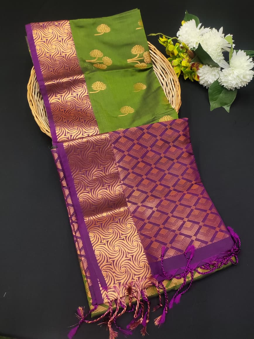 Semi Pure Art Silk Saree with elegant zari work for wedding wear