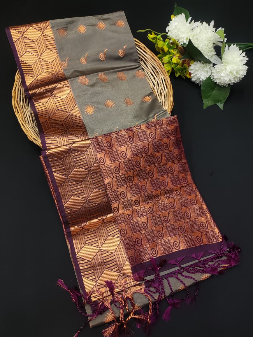 Semi Pure Art Silk Saree with elegant zari work for wedding wear