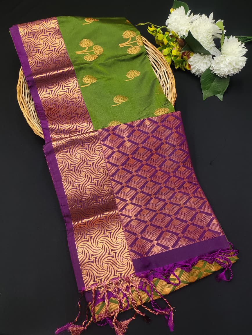 Semi Pure Art Silk Saree with elegant zari work for wedding wear