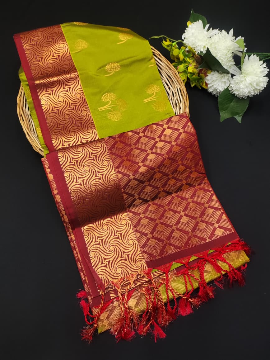 Semi Pure Art Silk Saree with elegant zari work for wedding wear