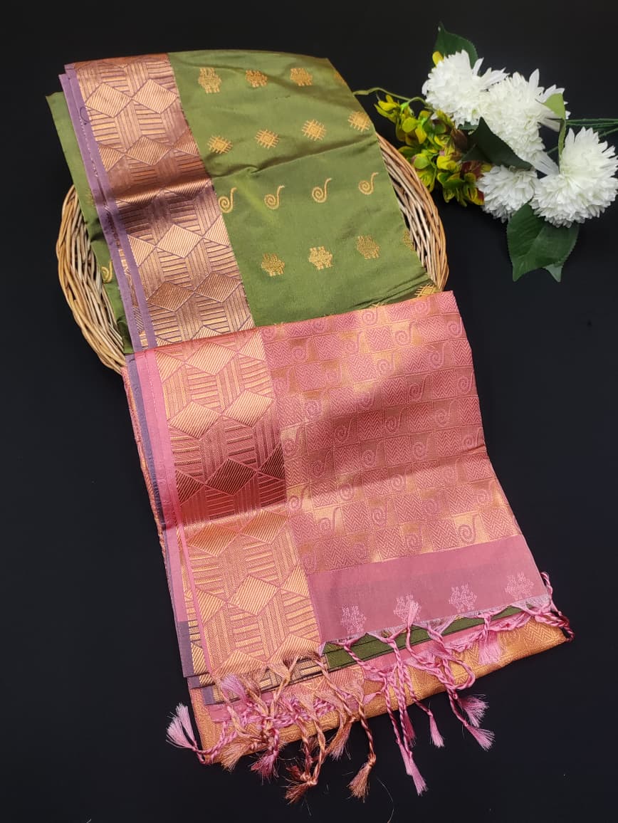 Semi Pure Art Silk Saree with elegant zari work for wedding wear